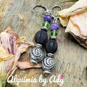 Handcrafted Beaded Earrings with Silver Accents